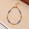Natural Dyed Amethyst Baeds Stretch Bracelets for Women, with Real 18K Gold Plated Stainless Steel Beads, 6-3/4 inch(17cm)