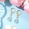 Glass Seed Beads Leverback Earrings, with 304 Stainless Steel Earring Findings and Glass Teardrop, Golden, White, 33~34x8mm