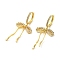 Brass Micro Pave Clear Cubic Zirconia Huggie Hoop Earrings for Women, Bowknot, Real 16K Gold Plated, 47x23mm