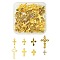 Alloy Pendants, with Rhinestone, Cross Charm, Mixed Color, 16~43.5x10~26x1.5~3mm, Hole: 1~2mm, 60pcs/box