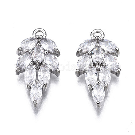 Подвески из прозрачного фианита с инкрустацией из латуни ZIRC-S069-013P-1