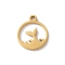 304 Stainless Steel Pendants, Round Ring with Fishtail Charms, Golden, 11x9x1mm, Hole: 1mm