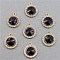 Golden Alloy Rhinestone Pendants, Flat Round Charms, Jet, 16mm, Hole: 1.5mm