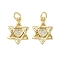 Brass Micro Pave Cubic Zirconia Pendants, Star of David, with Jump Ring, Long-Lasting Plated, Cadmium Free & Lead Free, Rack Plating, Real 18K Gold Plated, 16.5x12x2.5mm, Hole: 3mm