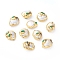 Natural Cultured Freshwater Pearl Beads, Edge Golden Plated with Cubic Zirconia, Nuggets, Seashell Color, 22~25x18~20x9~13mm, Hole: 0.7mm