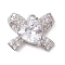Rack Plating Brass Micro Pave Clear Cubic Zirconia Pendants, Long-Lasting Plated, Lead Free & Cadmium Free, Bowknot, Clear, 13x16.3x6mm, Hole: 1.4mm