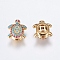 Brass Micro Pave Cubic Zirconia Beads, Long-Lasting Plated, Lead Free & Cadmium Free, Tortoise, Golden, 11.5x10x5mm, Hole: 1mm