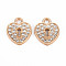 Alloy Pendants, with Crystal Rhinestone, Heart, Light Gold, 18x15x2.5mm, Hole: 2.5mm