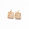 Brass Micro Pave Clear Cubic Zirconia Charms, Nickel Free, Rectangle, Real 18K Gold Plated, 14.5mm, Hole: 3mm, Rectangle: 11.5x10x1mm, Another: 11x9x1mm
