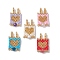 Glass Seed Beaded Pendants, with Natural Gemstone Beads, Rectangle, Heart, 25x15x4mm, Hole: 3mm