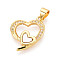 Brass Micro Pave Clear Cubic Zirconia Pendants, Cadmium Free & Lead Free, with Shell, Heart, Real 18K Gold Plated, 20x14.5x2mm, Hole: 5x3.5mm