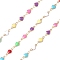304 Stainless Steel Enamel Link Chains, Unwelded, Heart, Golden, 10x5.5x2mm