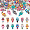 48Pcs 12 Colors Alloy Enamel Connector Charms, Owl Links, Platinum, Mixed Color, 26x12x1.5mm, Hole: 2mm, 4pcs/color
