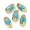 Rack Plating Brass Beads,  with Natural Howlite, Long-Lasting Plated, Dyed, Column, 18~19x8~9.5x8~9mm, Hole: 0.7mm