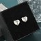 Rack Plating Brass Micro Pave Clear Cubic Zirconia Stud Earrings, Heart, Letter T, 8.5x9.5mm