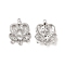 Brass with Clear Cubic Zirconia Connector Charms, Cadmium Free & Nickel Free & Lead Free, Platinum, 16x13x13mm, Hole: 1mm