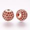 Brass Micro Pave Cubic Zirconia Beads, Round, Rose Gold, 10mm, Hole: 2mm