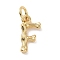 Brass Pendants, Cadmium Free & Lead Free, with Jump Ring, Golden, Letter Charms, Letter F, 12x6x2mm, Hole: 3mm