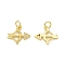 Rack Plating Brass with Cubic Zirconia Charms, with Jump Ring, Cadmium Free & Lead Free, Long-Lasting Plated, Real 18K Gold Plated, Bow & Arrow Charm, Clear, 13.5x15.5x2mm, Hole: 3mm