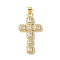 Brass Micro Pave Cubic Zirconia Cross Pendants, Cadmium Free & Lead Free, Real 18K Gold Plated, Clear, 32.5x17.5x4mm, Hole: 4x5mm