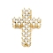 Brass Micro Pave Cubic Zirconia Beads, Cross, Lead Free & Cadmium Free, Long-Lasting Plated, Real 18K Gold Plated, 23.5x17.5x6mm, Hole: 2mm