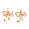 Brass Micro Pave Cubic Zirconia Pendants, Cadmium Free & Lead Free, Bowknot Charms, Real 18K Gold Plated, 14.5x15.5x3.5mm, Hole: 5x2.5mm