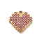 304 Stainless Steel Rhinestone Charms, Heart, Ion Plating(IP), Real 14K Gold Plated, Light Rose, 11.5x11.5x2mm, Hole: 1mm