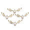 Brass Micro Pave Cubic Zirconia Pendants, Long-Lasting Plated, Deer Horn, Light Gold, Clear, 9x31.5x3.5mm, Hole: 1.2mm