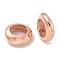 Rack Plating Brass Beads, Long-Lasting Plated, Lead Free & Cadmium Free, Flat Round, Large Hole Bead, Rose Gold, 17.5x6mm, Hole: 10.6mm