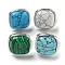304 Stainless Steel Open Cuff Rings, Synthetic Malachite & Turquoise Square Finger Rings for Women Men, Stainless Steel Color, Adjustable