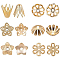 Brass Bead Caps, Long-Lasting Plated, 8-Petal, Flower, Real 18K Gold Plated, 6.8x5.2x1.1cm, 60pcs/set