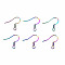 304 Stainless Steel Earring Hooks, Ear Wire, with Horizontal Loop, Rainbow Color, 17x18mm, Hole: 2mm, 21 Gauge, Pin: 0.7mm