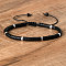 Natural Black Stone Beaded Braided Bracelets, Adjustable Women's Bracelets, Inner Diameter: 16cm, Bead: 4~4.5x2~2.5mm
