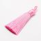 Polyester Tassel Big Pendant Decorations, Ice Silk Tassel, Pink, 60~67x8mm, Hole: 5x7mm