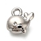 Alloy Pendants, Whale Charms, Platinum, 11.5x11x6mm, Hole: 1.6mm