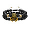 Fashionable retro black matte bracelet set with crown, zircon lion head.