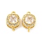 Brass Pave Cubic Zirconia Connector Charms, Real 18K Gold Plated, Square Links, Clear, 10x15x6mm, Hole: 1.5mm