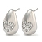 Rack Plating Brass Micro Pave Clear Cubic Zirconia Stud Earring, Cadmium Free & Lead Free, Long-Lasting Plated, Teardrop, Real 18K Gold Plated, Heart, 19x12mm