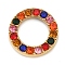 PVD Vacuum Plating 304 Stainless Steel Colorful Rhinestone Linking Rings, Ring, Golden, 13x3mm, Inner Diameter: 8mm