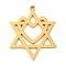 304 Stainless Steel Pendants, Laser Cut, Star of David with Heart Charm, Real 18K Gold Plated, 27x21.5x1mm, Hole: 1.5mm