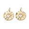 Brass Micro Pave Clear Cubic Zirconia Pendants, with White Enamel, Long-Lasting Plated, With Jump Rings, Flat Round with Heart, Real 18K Gold Plated, 22x19x2mm, Hole: 3mm, Jump Ring: 5x1mm