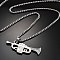 201 Stainless Steel Pendant Necklaces, with Rhinestone, Trumpet Musical Instruments, Stainless Steel Color, 23.54 inch(59.8cm)
