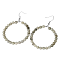 Fashionable Natural Spectrolite Hoop Earrings for Women, Versatile and Unique, Platinum, 59x42x4mm