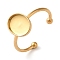 Ion Plating(IP) 304 Stainless Steel Open Cuff Ring Components, Pad Ring Setting, Oval, Real 18K Gold Plated, Tray: 8x10mm, 1.5mm, Adjustable
