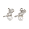 Brass Micro Pave Cubic Zirconia Pendants, Cat Shape Charms, with ABS Imitation Pearl and Jump Ring, Rack Plating, Long-Lasting Plated, Lead Free & Cadmium Free, Platinum, 14.5x11.5x6mm, Hole: 2.5mm