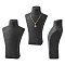 Stereoscopic Necklace Bust Displays, PU Mannequin Jewelry Displays, Covered by Rattan, Black, 350x230x80mm