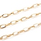 304 Stainless Steel Paperclip Chains, Drawn Elongated Cable Chains, Unwelded, with Spool, Golden, 12x6x1.2mm, about 32.8 Feet(10m)/roll