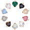 10rolls 10 Style Electroplate Labradorite & White Jade & Amazonite & Tiger Eye & Picture Jasper & White Jade & Rose Quartz & Howlite & Malachite Gemstone Pendants, with Cadmium Free & Nickel Free & Lead Free Iron with Loops, Faceted, Heart, Golden, 16x14x6mm, Hole: 1.8mm
