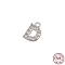 Real Platinum Plated Rhodium Plated 925 Sterling Silver Micro Pave Clear Cubic Zirconia Charms, Initial Letter, Letter D, 8x5.5x1.5mm, Hole: 0.9mm