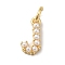 Rack Plating Brass with ABS Plastic Imitation Pearl Charms, Long-Lasting Plated, Lead Free & Cadmium Free, Real 18K Gold Plated, Letter J, 10.5x6x3mm, Hole: 3mm